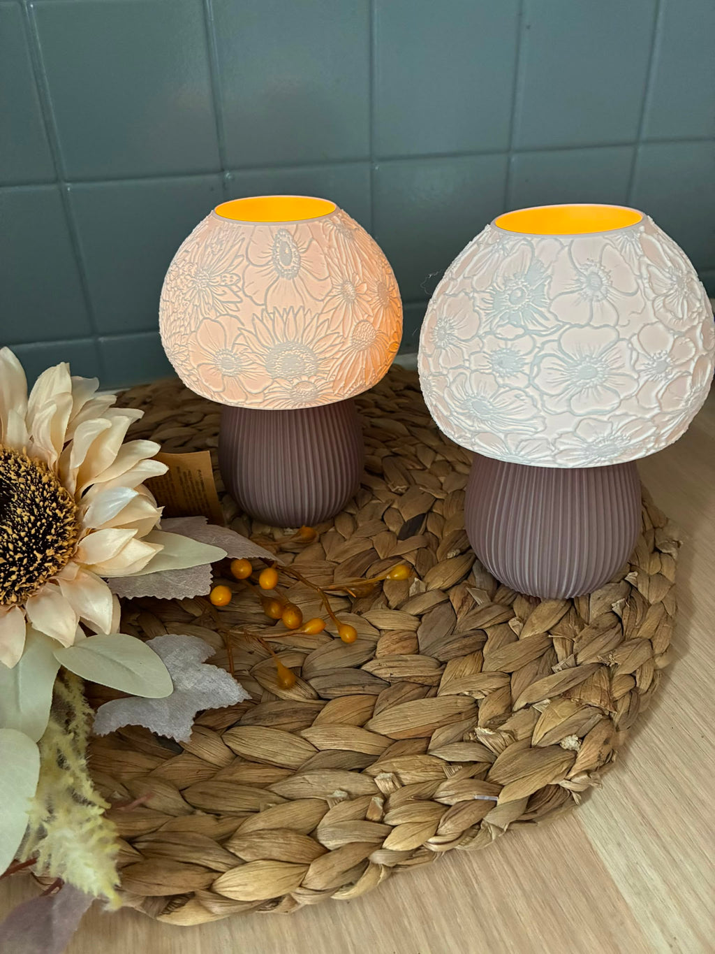 🍄 Pilzlicht mit floralem Design – gemütliche Lichtdeko aus dem 3D-Druck