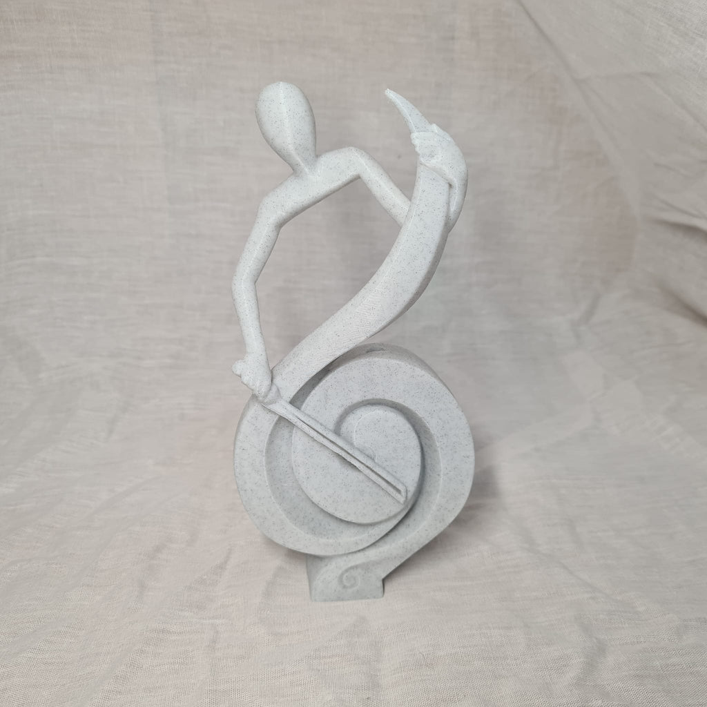 🎻 Bass-Skulptur in Steinoptik – 19 cm | 3D-gedruckte Musiker-Deko